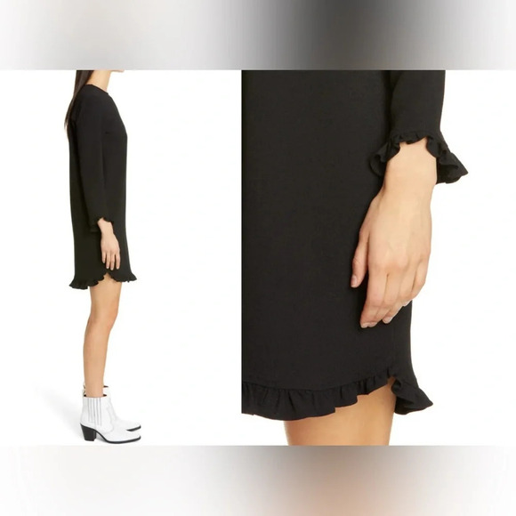 GANNI Clark Long Sleeve Dress in Black NWT - Picture 4 of 11